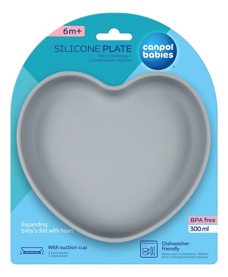 Canpol Babies, Inima, farfurie din silicon cu ventuza, albastru
