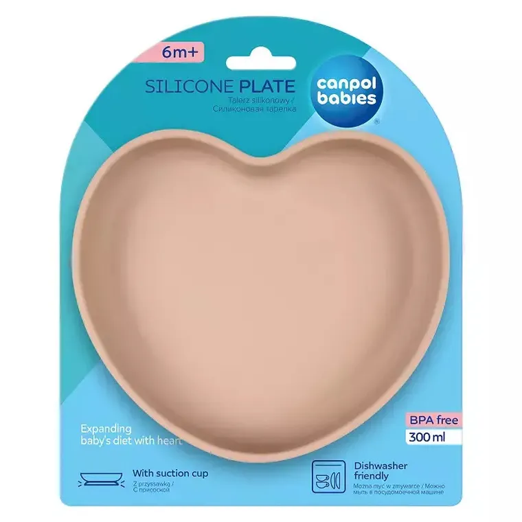 Canpol Babies, Inima, farfurie din silicon cu ventuza, bej