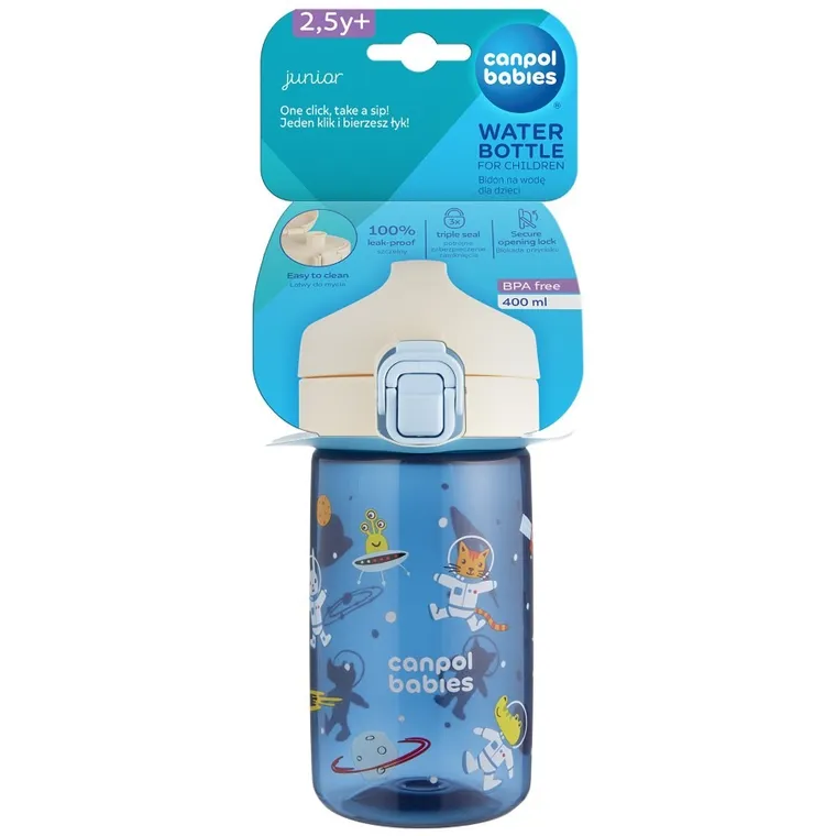 Canpol babies, Junior, sticla de apa pentru copii, albastru, 400 ml