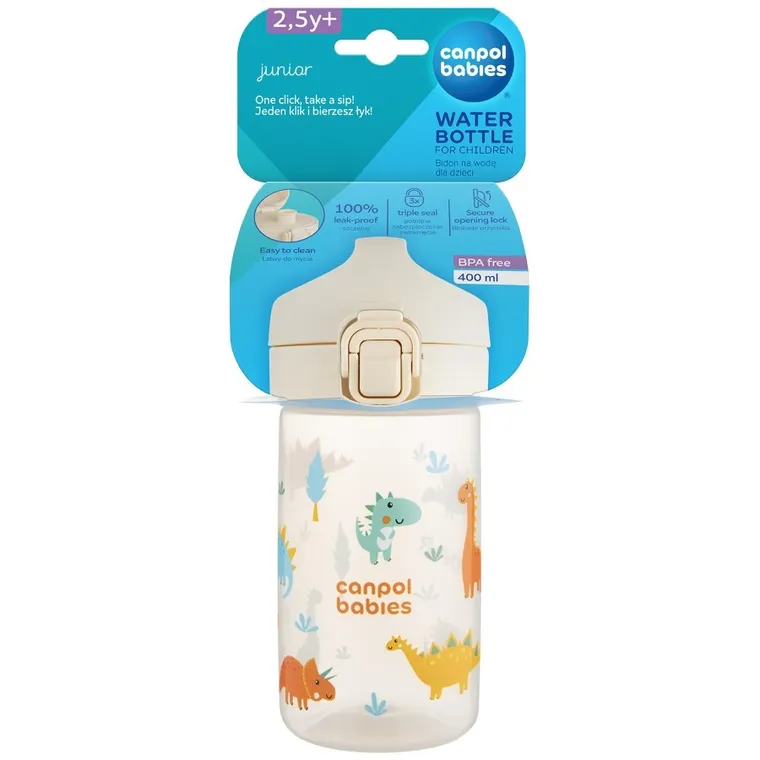 Canpol babies, Junior, sticla de apa pentru copii, bej, 400 ml