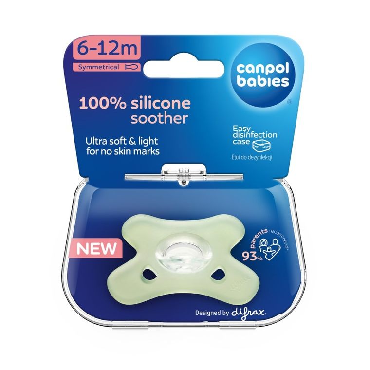 Canpol babies, suzeta din silicon, simetrica, verde, 6-12m