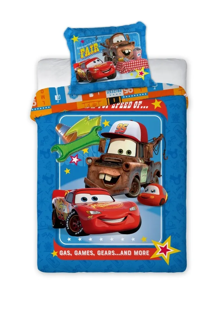 Cars, set lenjerie de pat single, 100-135 cm