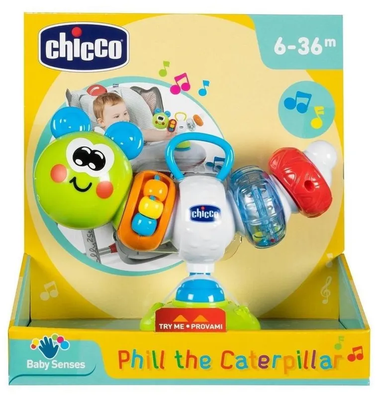 Chicco, Baby Senses, Vaterpillar pentru scaun inalt, jucarie senzoriala