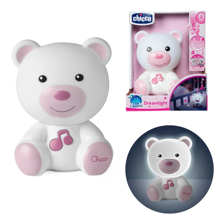Chicco, First Dreams, lampa de noapte, Ursulet, roz