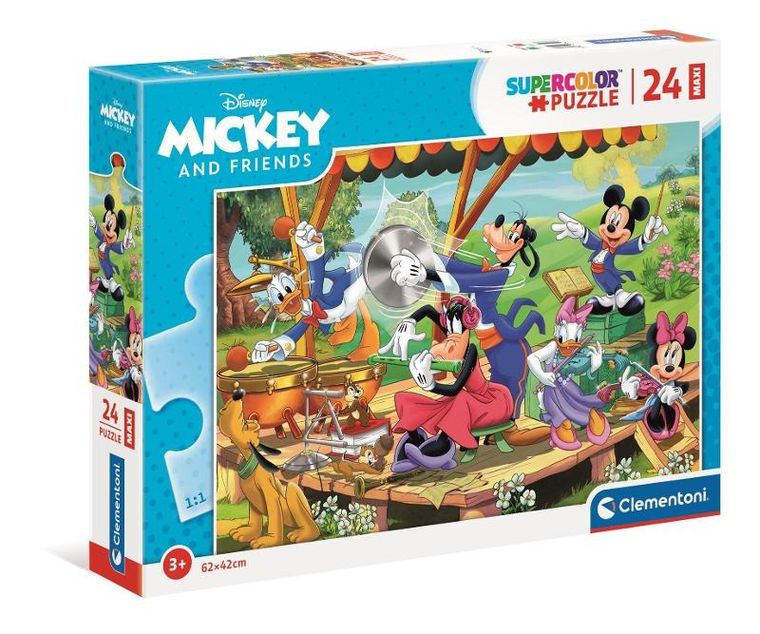 Clementoni, Maxi Super Color, Mickey & Friends, puzzle, 24 piese