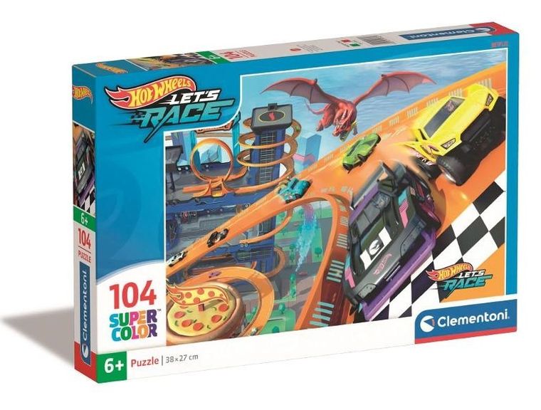 Clementoni, Super Color, Hot Wheels, puzzle, 104 piese