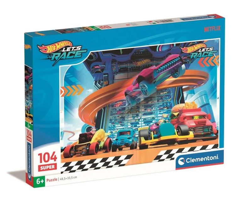 Clementoni, Super, Hot Wheels, puzzle, 104 piese