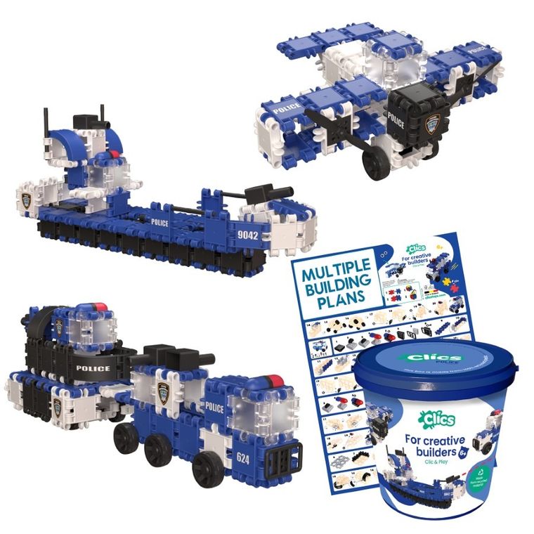 Clics Toys, Clics, Politie, set de constructie, 8 in 1