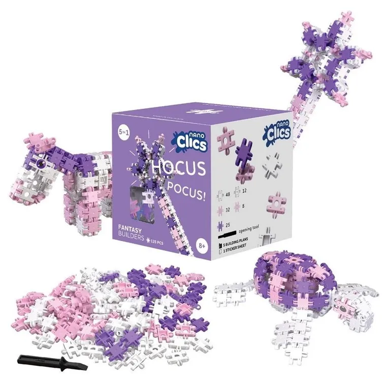 Clics Toys, Nano Clics, Fantasy Builders, set de constructie 5 in 1, 125 piese