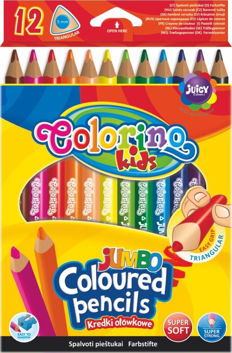 Colorino Kids, Jumbo, creioane colorate triunghiulare, 12 culori