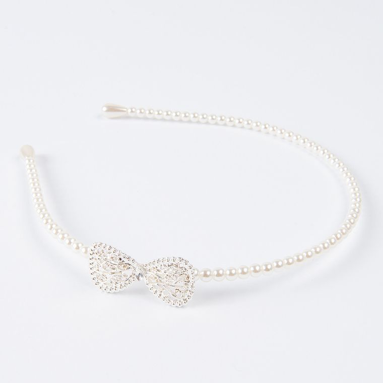 Cool Club, bentita, alba cu perle si fundita