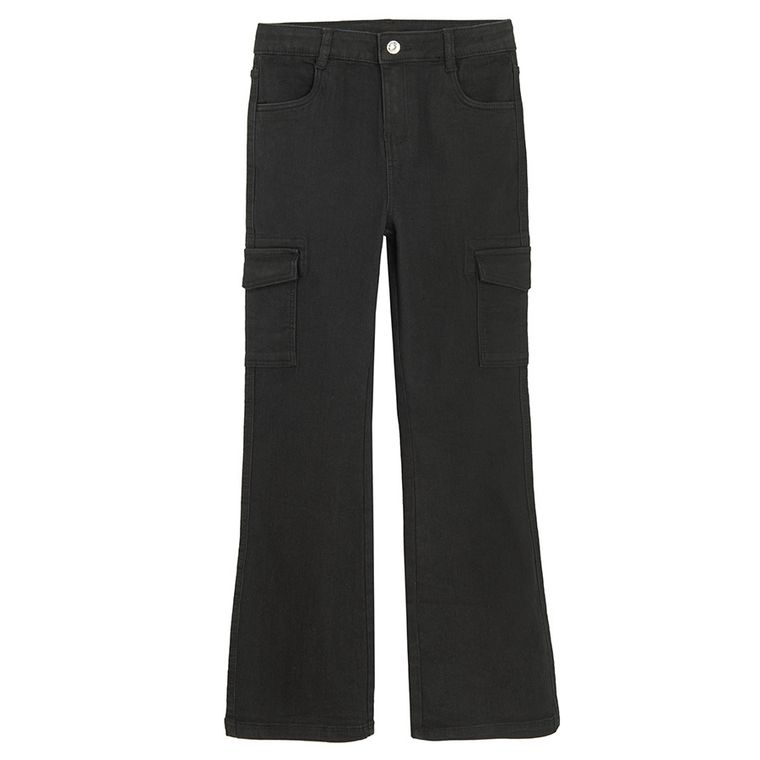Cool Club, blugi pentru fete, cargo flare, negru