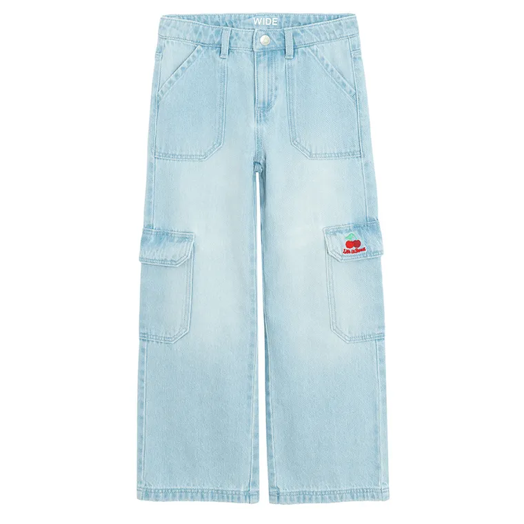 Cool Club, Blugi reglabili pentru fete, wide leg, albastru