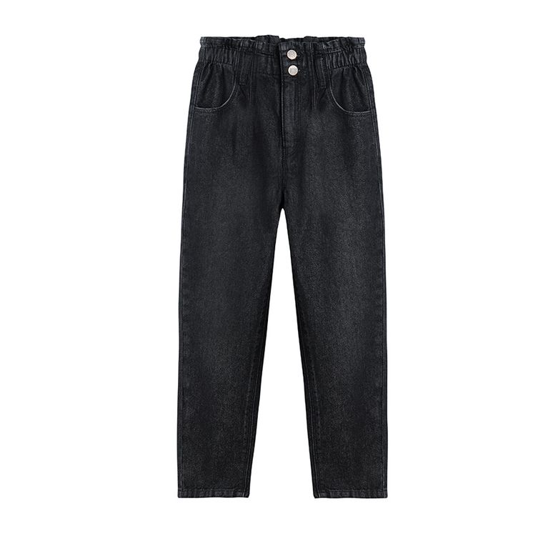 Cool Club, Blugi tip paper bag pentru fete, denim, negri