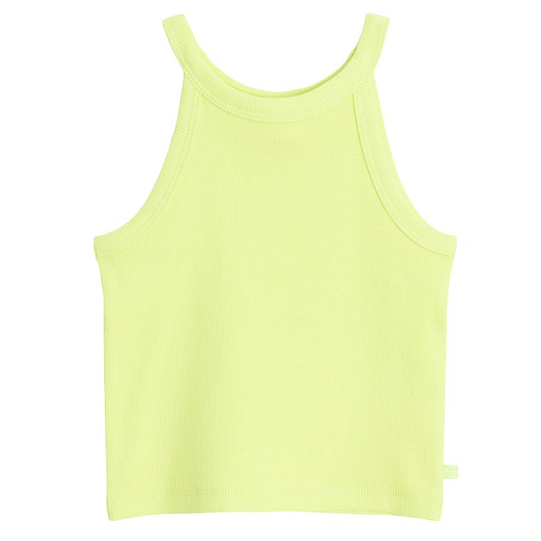 Cool Club, Bluza cu bretele, din tricot striat, verde
