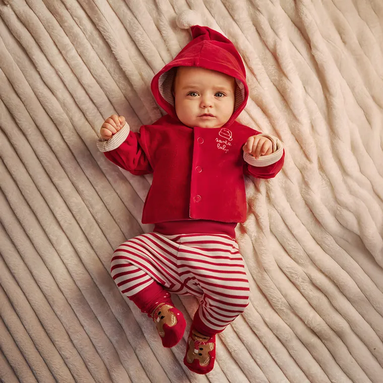 Cool Club, Bluza cu gluga pentru bebelusi, cu capse, velur, rosu