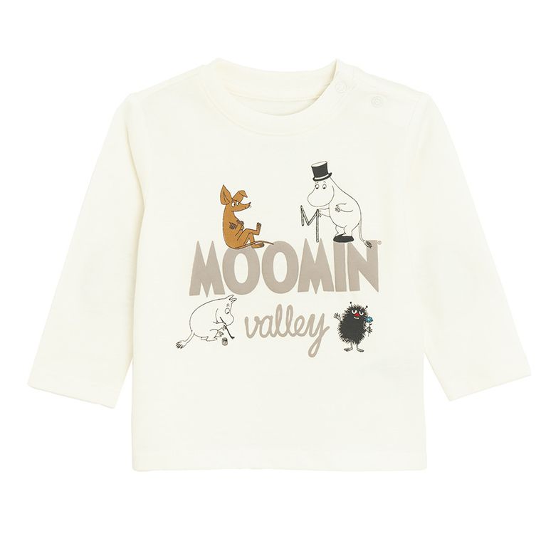 Cool Club, Bluza cu maneca lunga pentru baieti, alb, Imprimeu Moomins