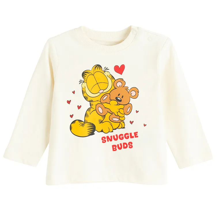 Cool Club, Bluza cu maneca lunga pentru baieti, bej, imprimeu Garfield