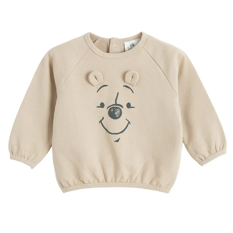 Cool Club, Bluza cu maneca lunga pentru baieti, bej, imprimeu Winnie the Pooh