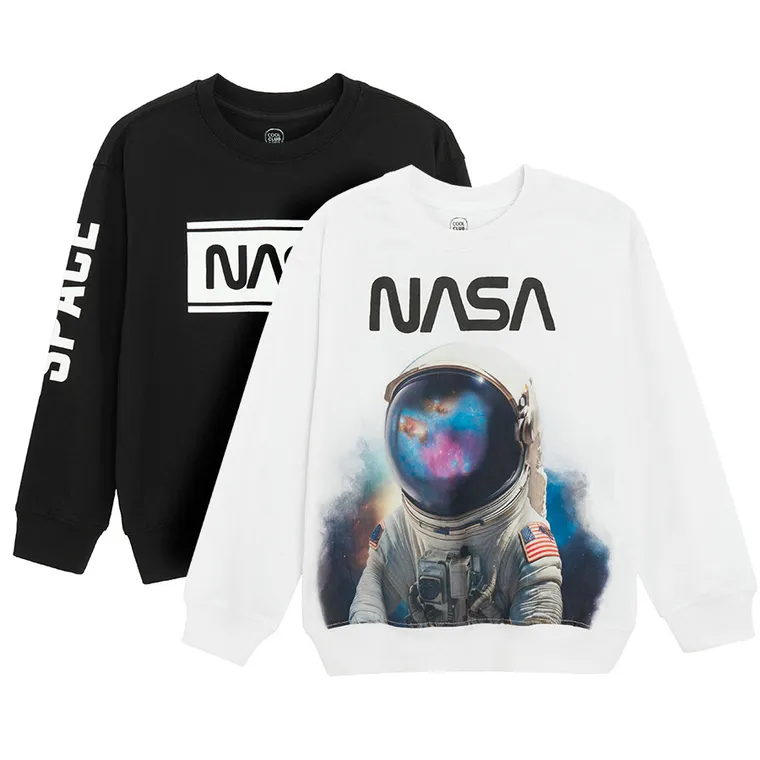 Cool Club, Bluza cu maneca lunga pentru baieti, mix, imprimeu NASA, set, 2 buc.