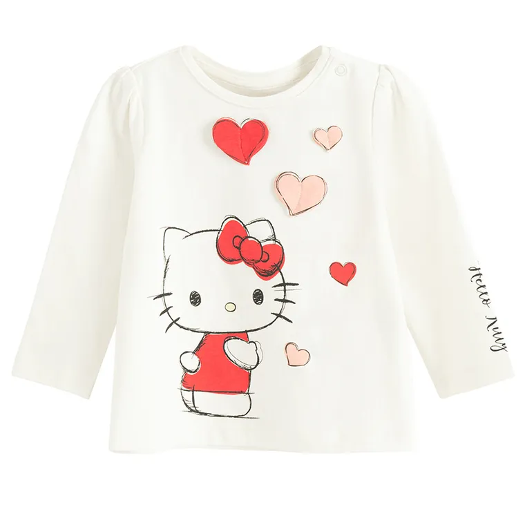 Cool Club, Bluza cu maneca lunga pentru fete, alb, imprimeu Hello Kitty