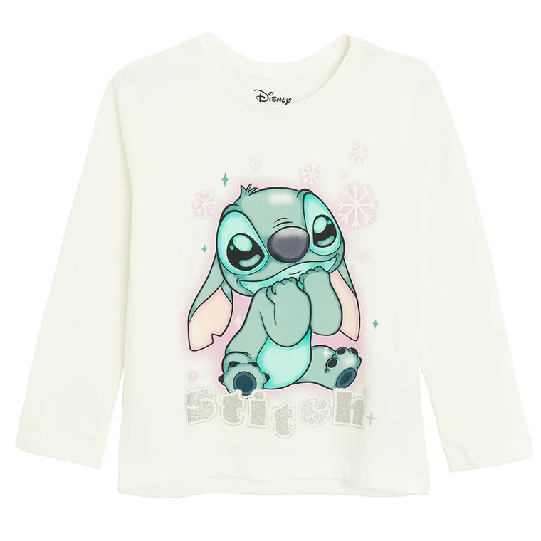 Cool Club, Bluza cu maneca lunga pentru fete, alb, imprimeu Lilo si Stitch