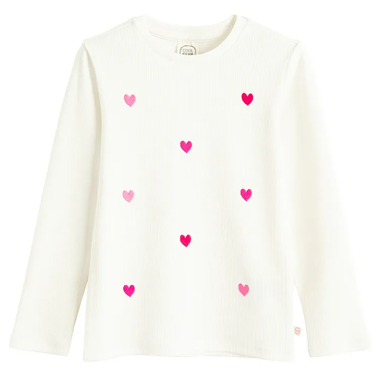 Cool Club, Bluza cu maneca lunga pentru fete, din tricot striat, alb