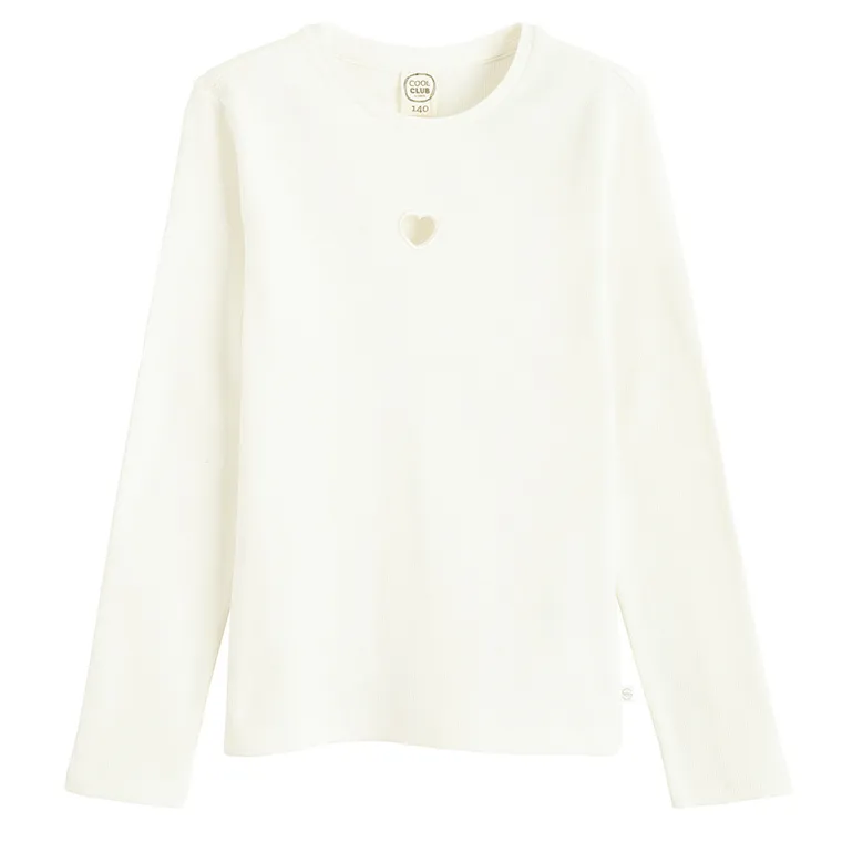 Cool Club, Bluza cu maneca lunga pentru fete, din tricot striat, alb