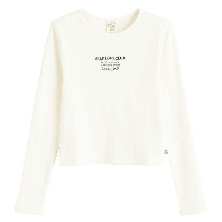 Cool Club, Bluza cu maneca lunga pentru fete, din tricot striat, alb