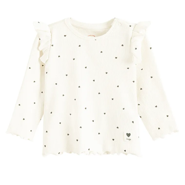 Cool Club, Bluza cu maneca lunga pentru fete, din tricot striat, alb