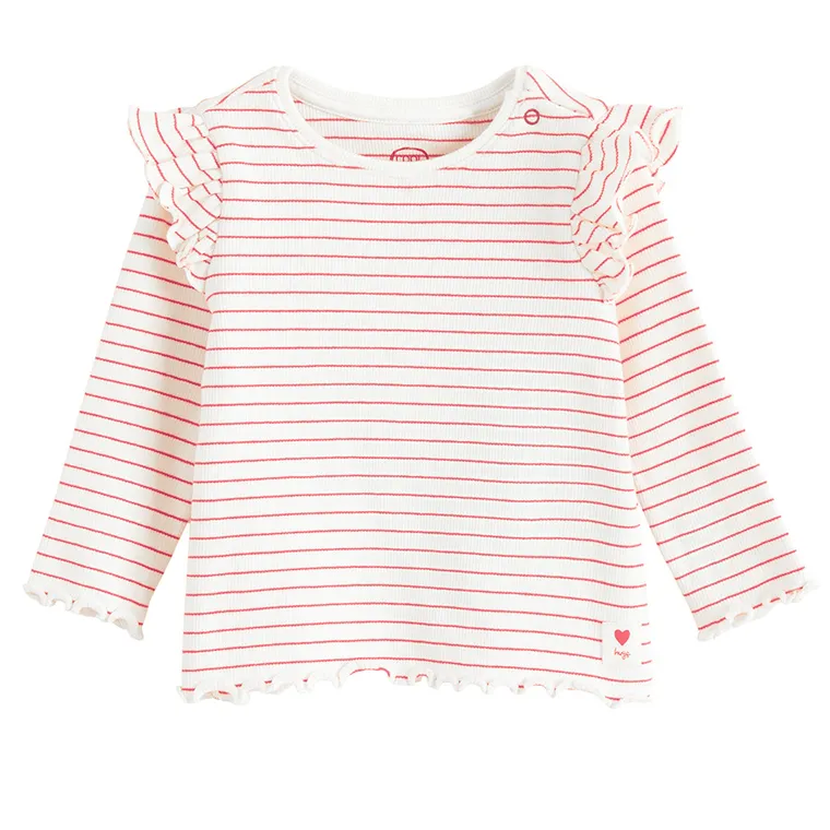 Cool Club, Bluza cu maneca lunga pentru fete, din tricot striat, alb