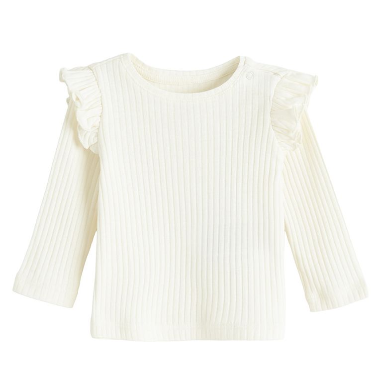 Cool Club, Bluza cu maneca lunga pentru fete, din tricot striat, alb