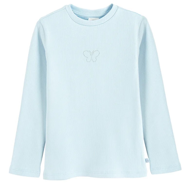 Cool Club, Bluza cu maneca lunga pentru fete, din tricot striat, albastru