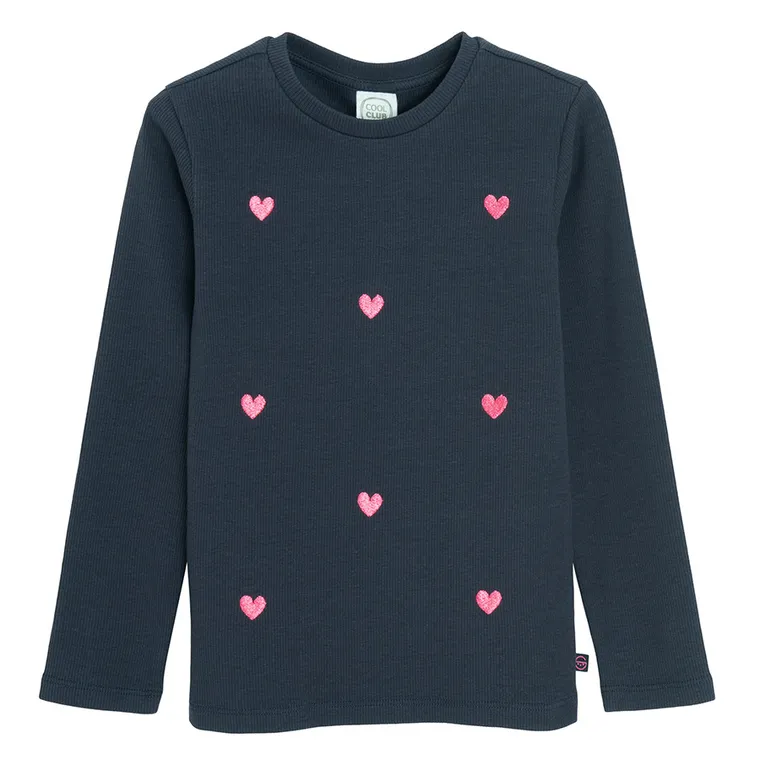 Cool Club, Bluza cu maneca lunga pentru fete, din tricot striat, albastru