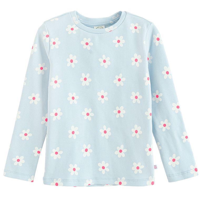 Cool Club, Bluza cu maneca lunga pentru fete, din tricot striat, albastru