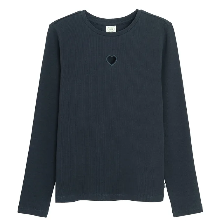 Cool Club, Bluza cu maneca lunga pentru fete, din tricot striat, bleumarin