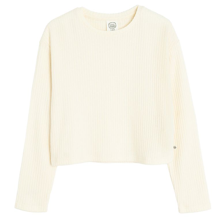 Cool Club, Bluza cu maneca lunga pentru fete, din tricot striat, ecru