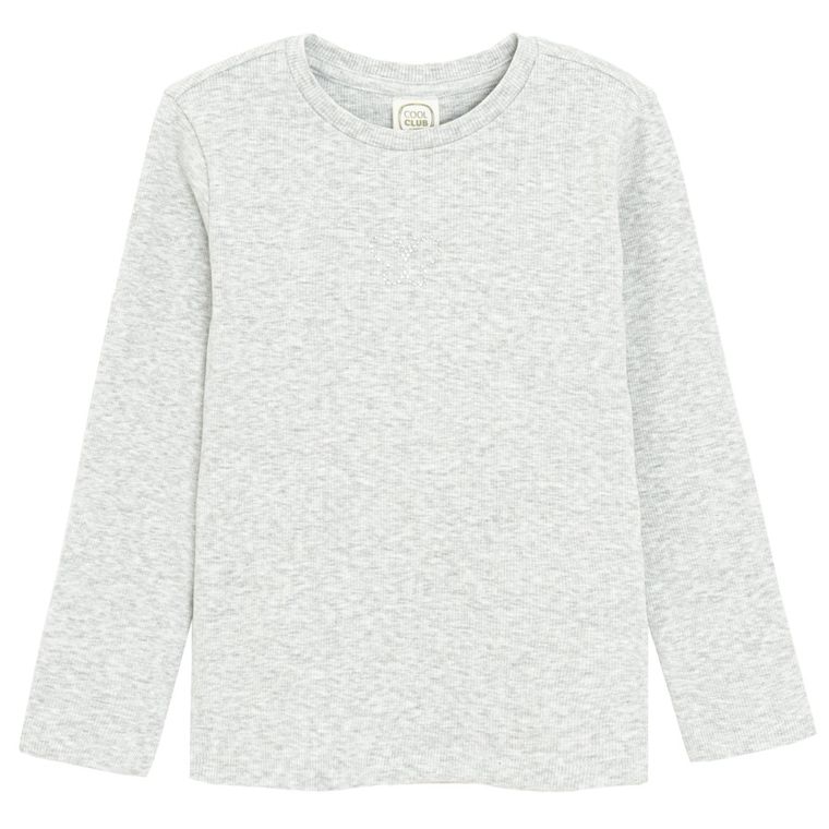 Cool Club, Bluza cu maneca lunga pentru fete, din tricot striat, gri