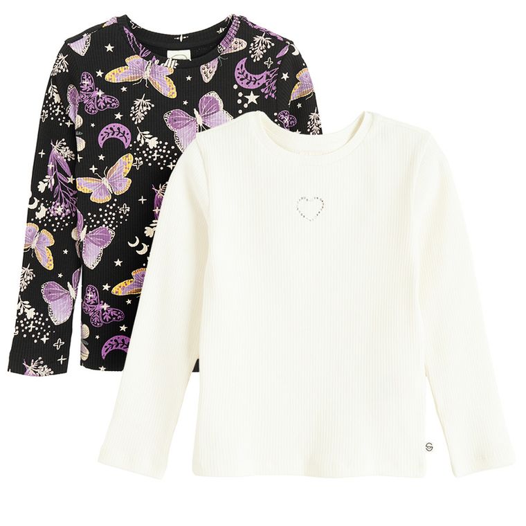 Cool Club, Bluza cu maneca lunga pentru fete, din tricot striat, mix, set, 2 buc.