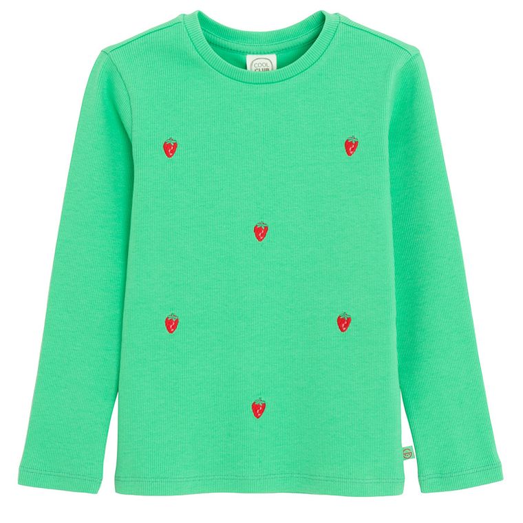 Cool Club, Bluza cu maneca lunga pentru fete, din tricot striat, verde