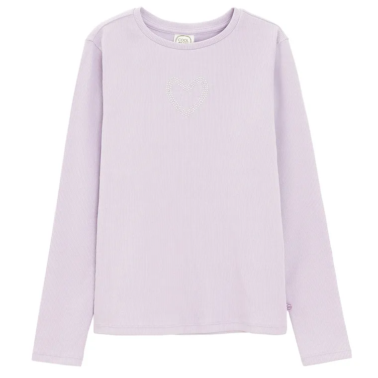 Cool Club, Bluza cu maneca lunga pentru fete, din tricot striat, violet