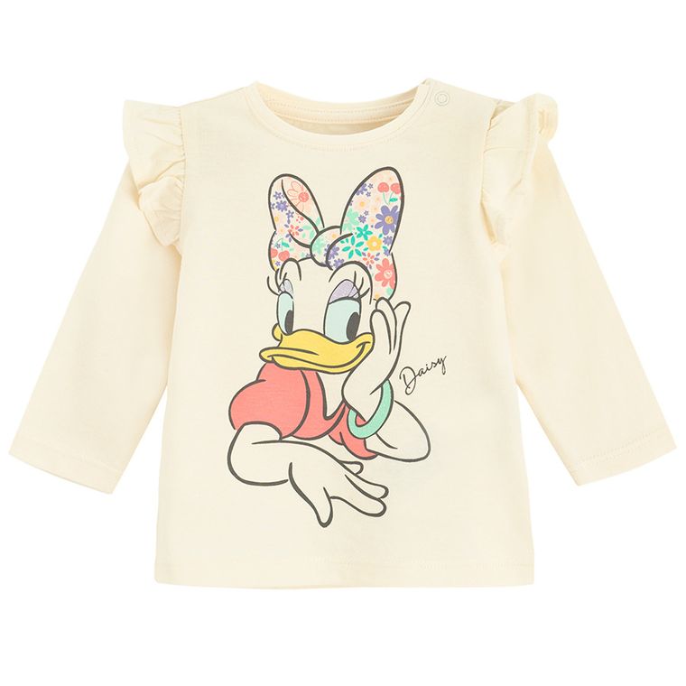 Cool Club, Bluza cu maneca lunga pentru fete, ecru, imprimeu Daisy
