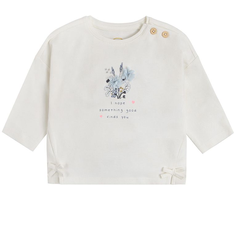 Cool Club, Bluza cu maneca lunga pentru fete, ecru, imprimeu I hope something good finds you
