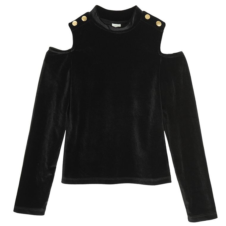 Cool Club, Bluza cu maneca lunga pentru fete, velur, negru