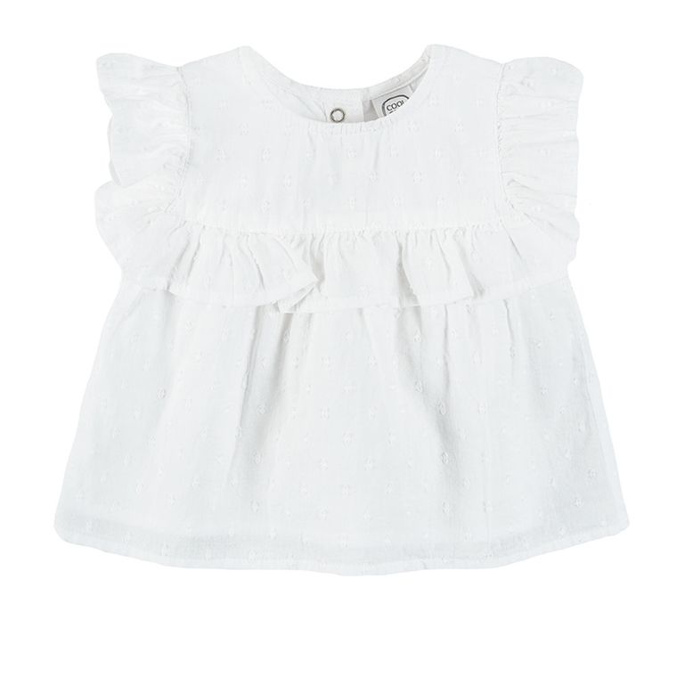 Cool Club, Bluza cu maneca scurta, alb, volanase