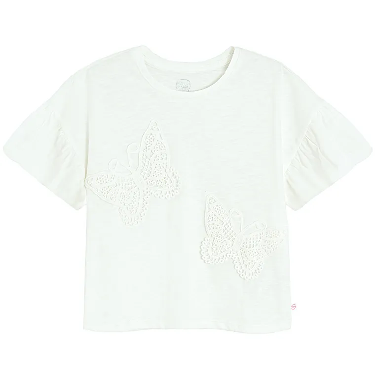 Cool Club, Bluza cu maneca scurta pentru fete, crop top, alb