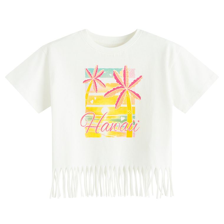 Cool Club, Bluza cu maneca scurta pentru fete, crop top, alb