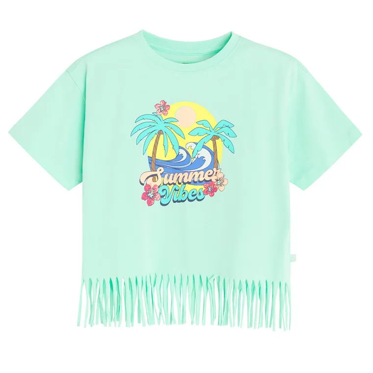 Cool Club, Bluza cu maneca scurta pentru fete, crop top, turcoaz