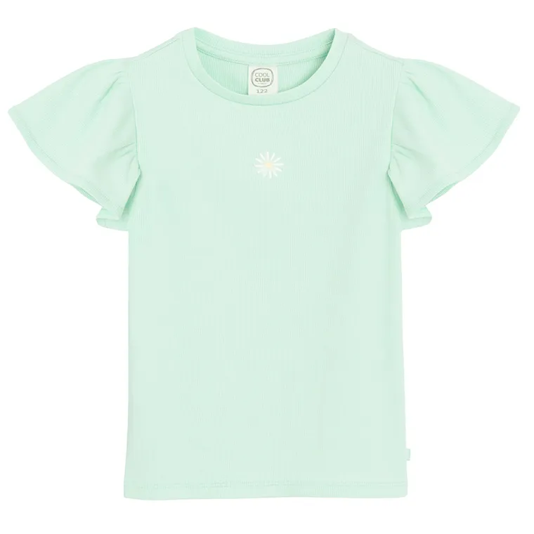 Cool Club, Bluza cu maneca scurta pentru fete, din tricot striat, menta verde