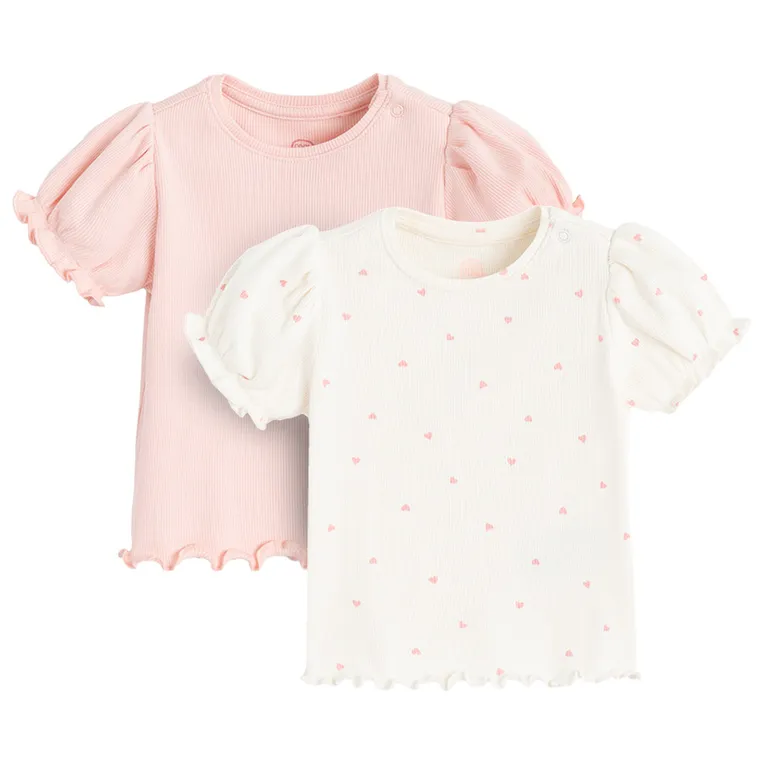 Cool Club, Bluza cu maneca scurta pentru fete, din tricot striat, mix, set, 2 buc.